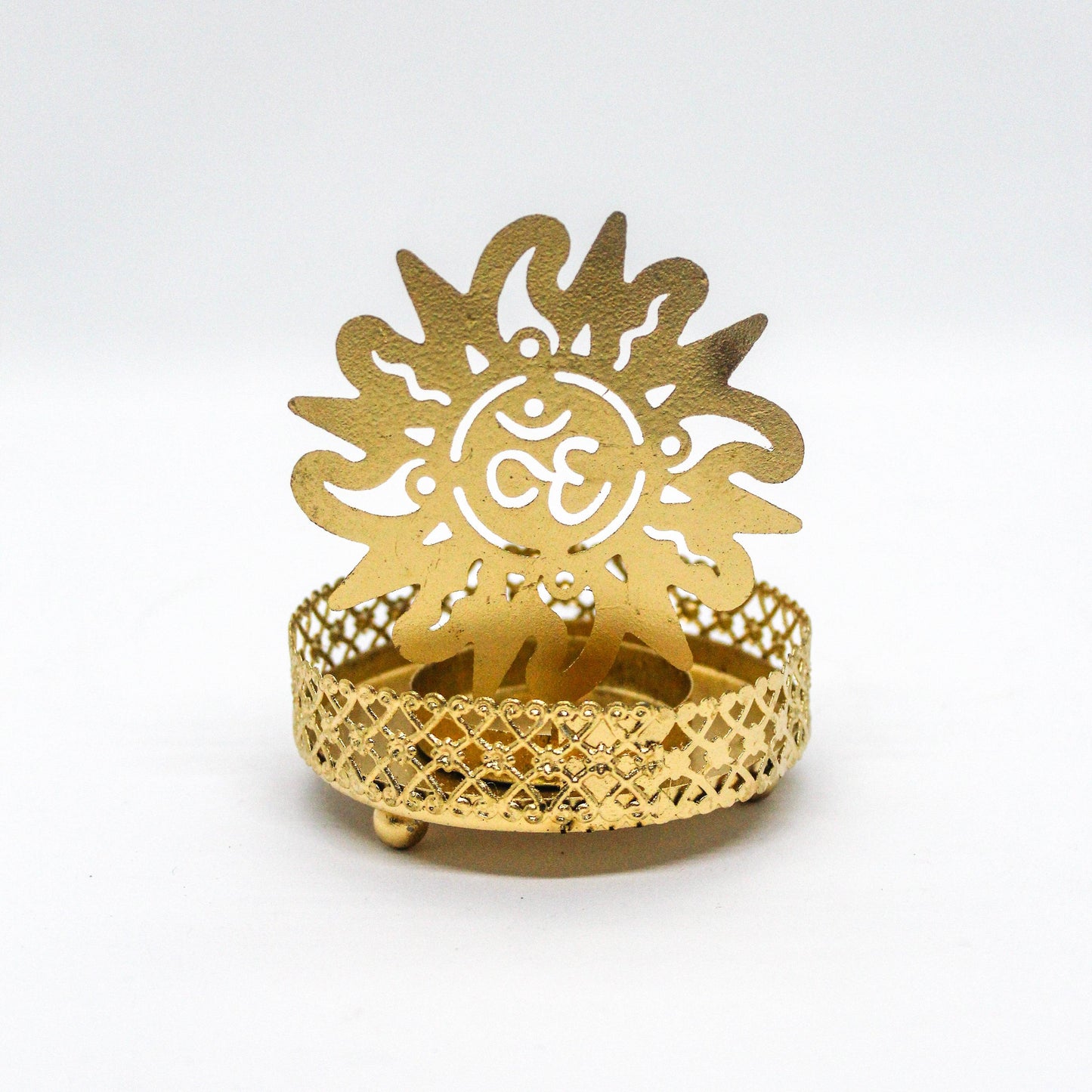 Sun Shadow Gold Candle Holder