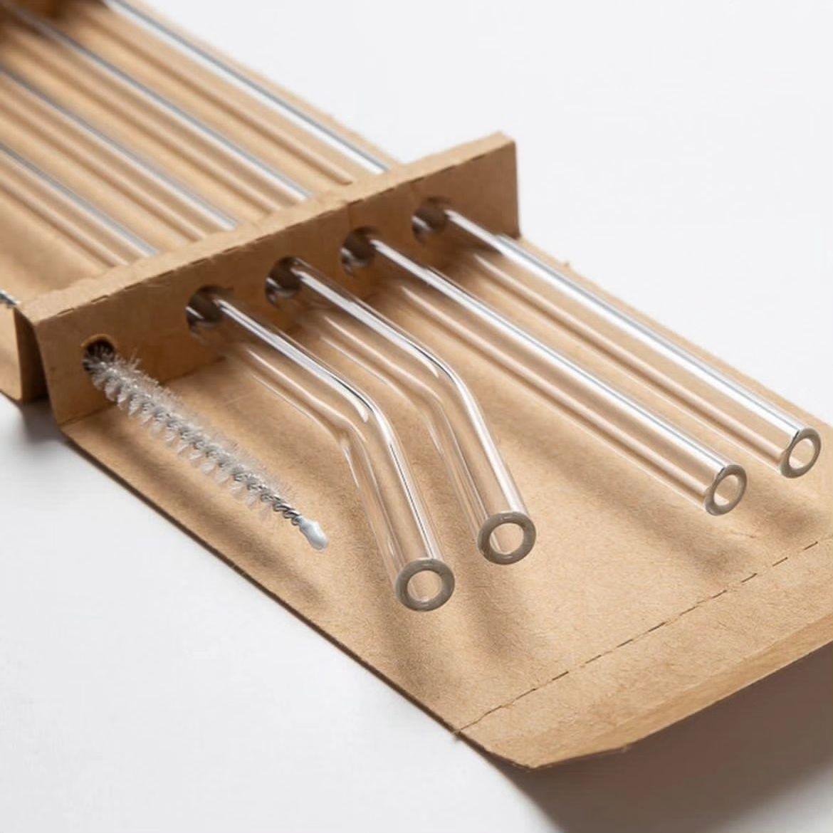 5pc Set Transparent Glass Straws