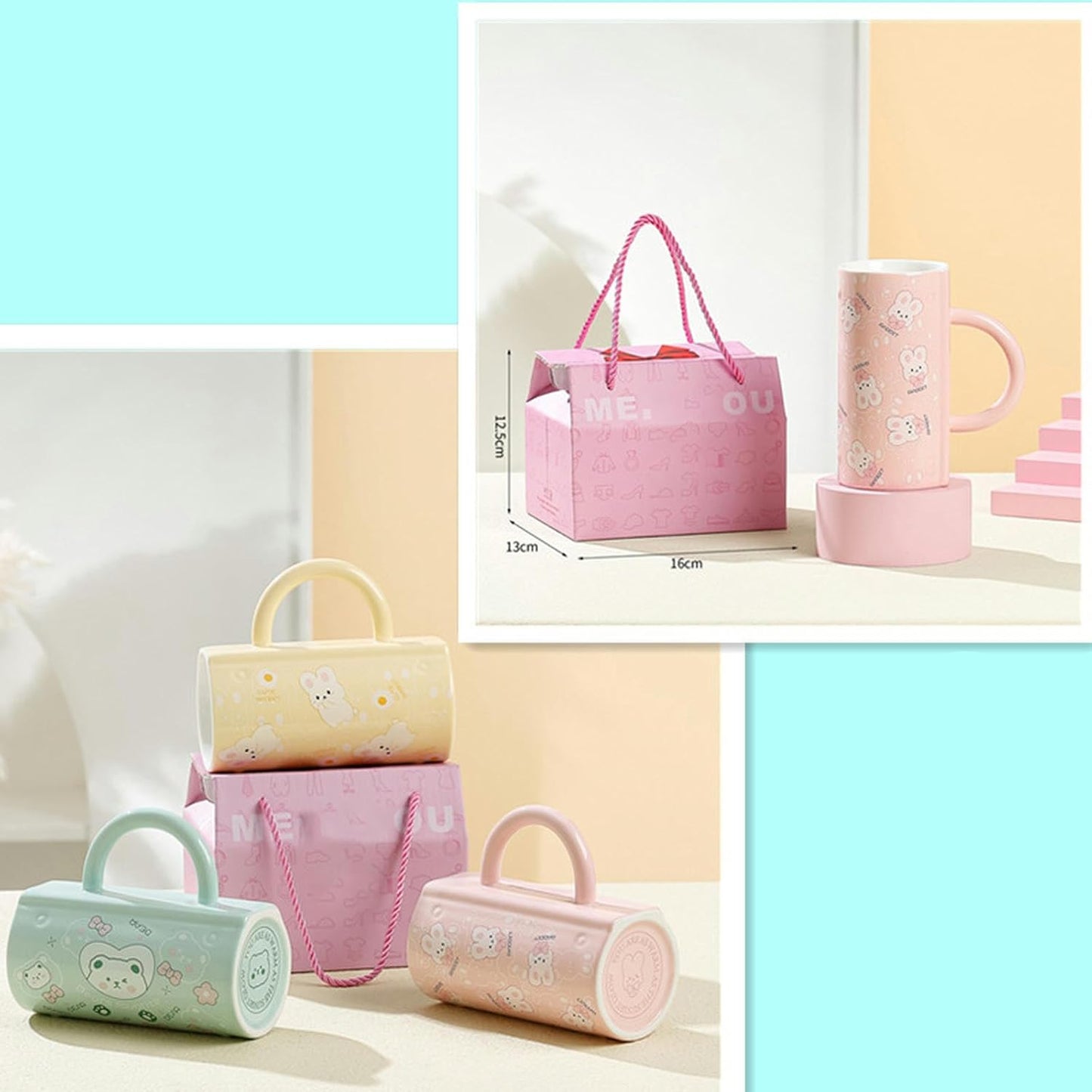 Cute Handbag Shaped Glass Mug 550mL