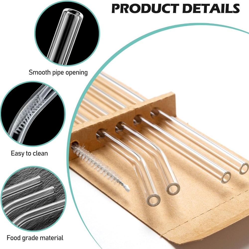 5pc Set Transparent Glass Straws