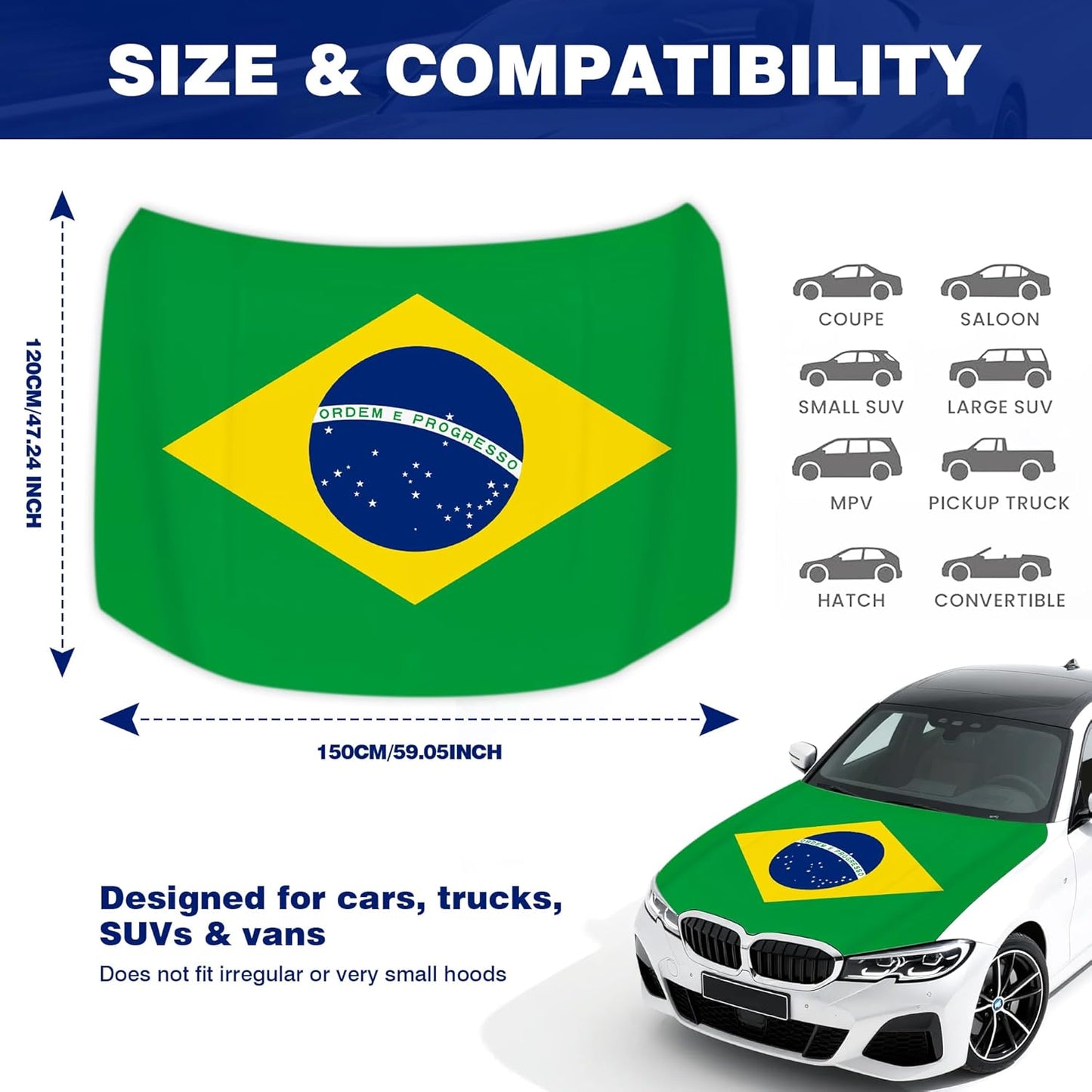 Brazil Car Hood Flag Cover