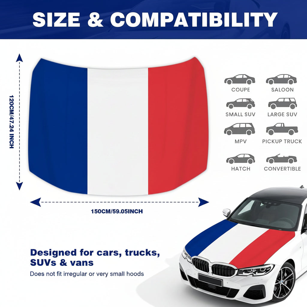 France Car Hood Flag Cover