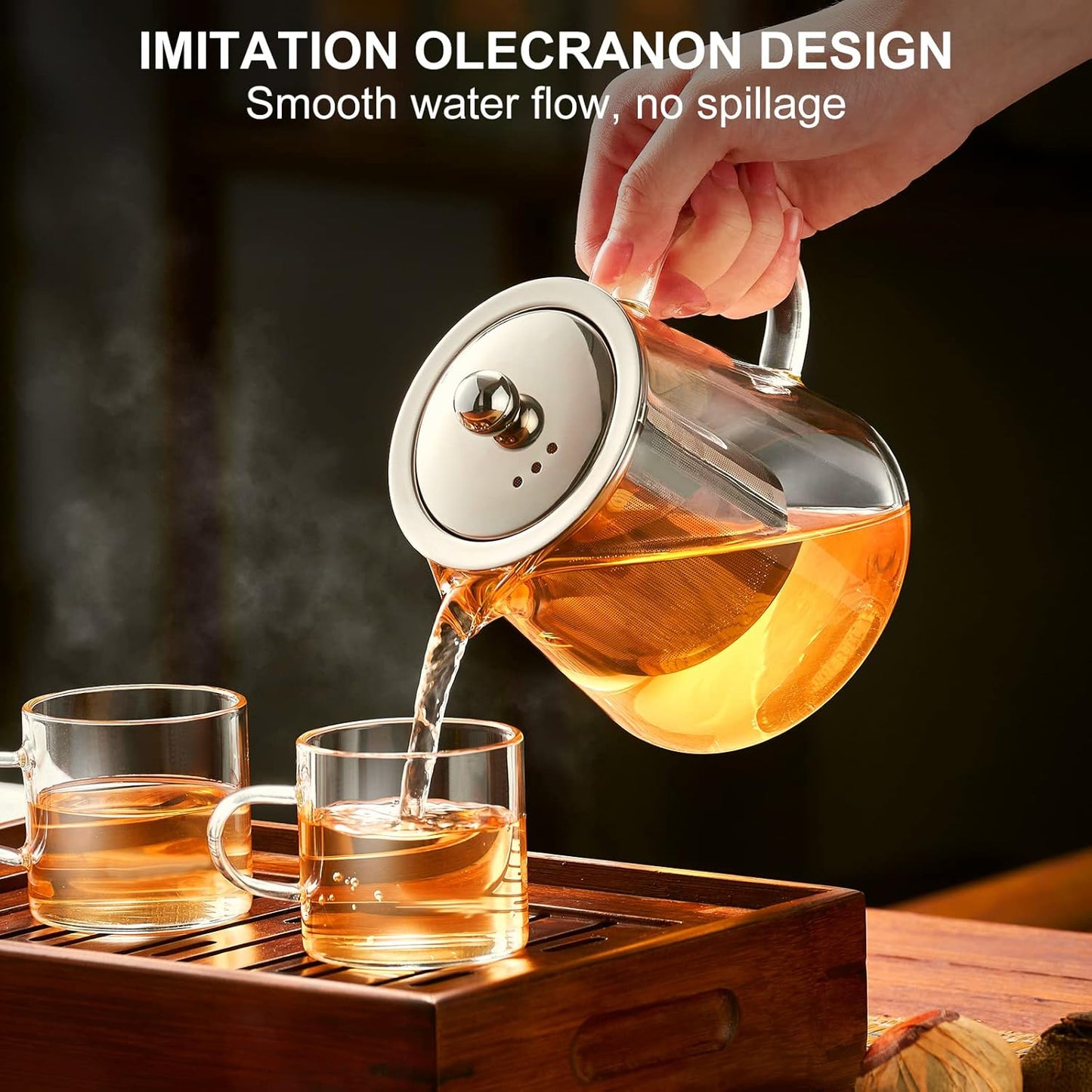 Heat-Safe Glass Teapot with Stainless Infuser 750mL