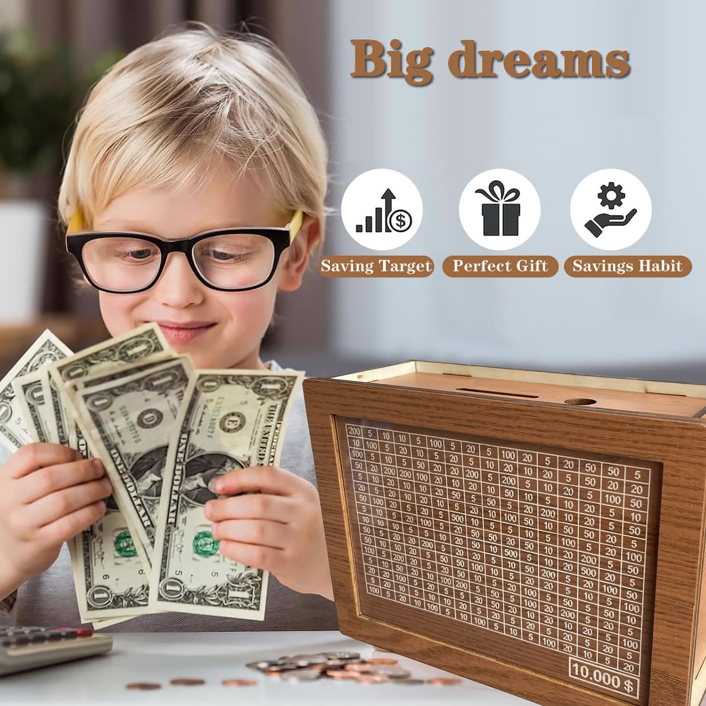 Wooden Money Saving Cash Box