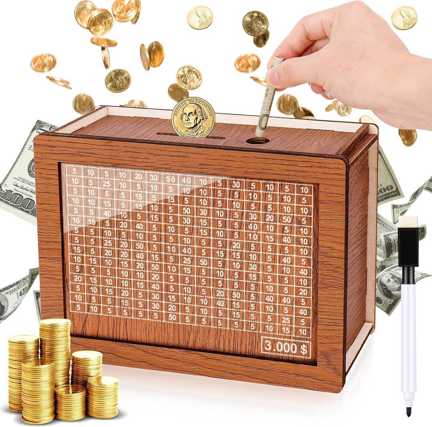 Wooden Money Saving Cash Box