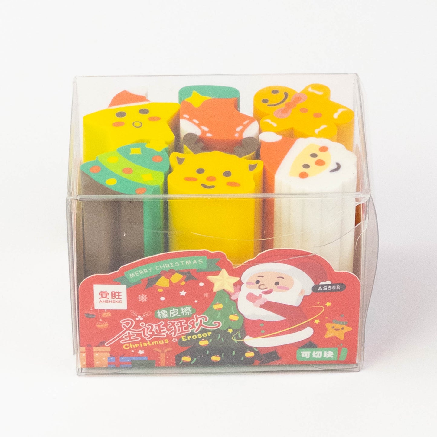 6pc Christmas Eraser Set