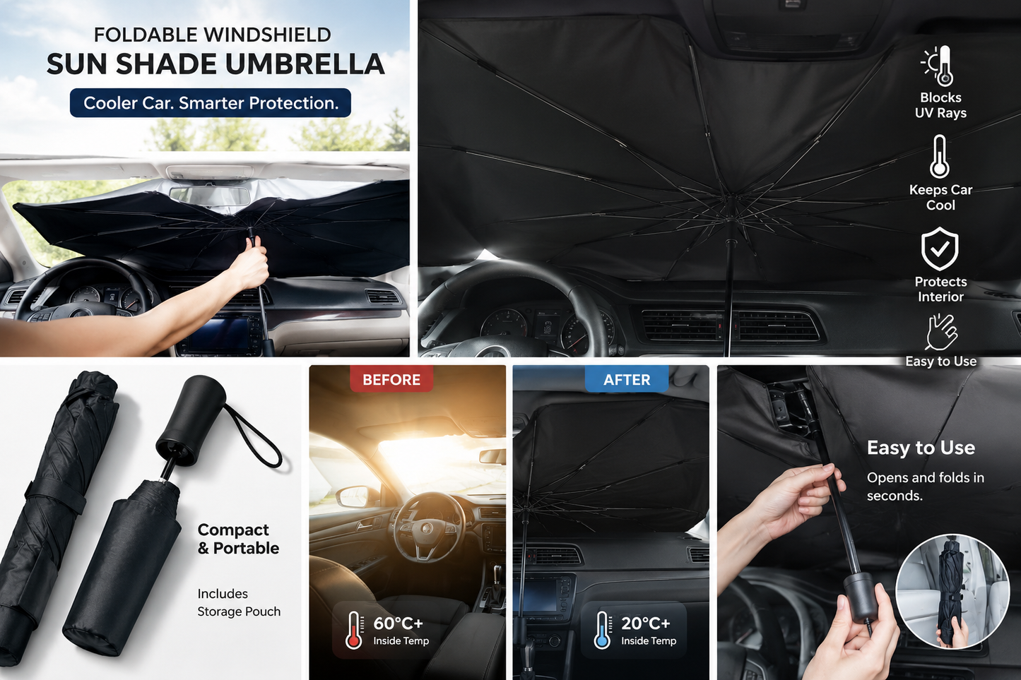 Foldable Windshield Sun Shade Umbrella