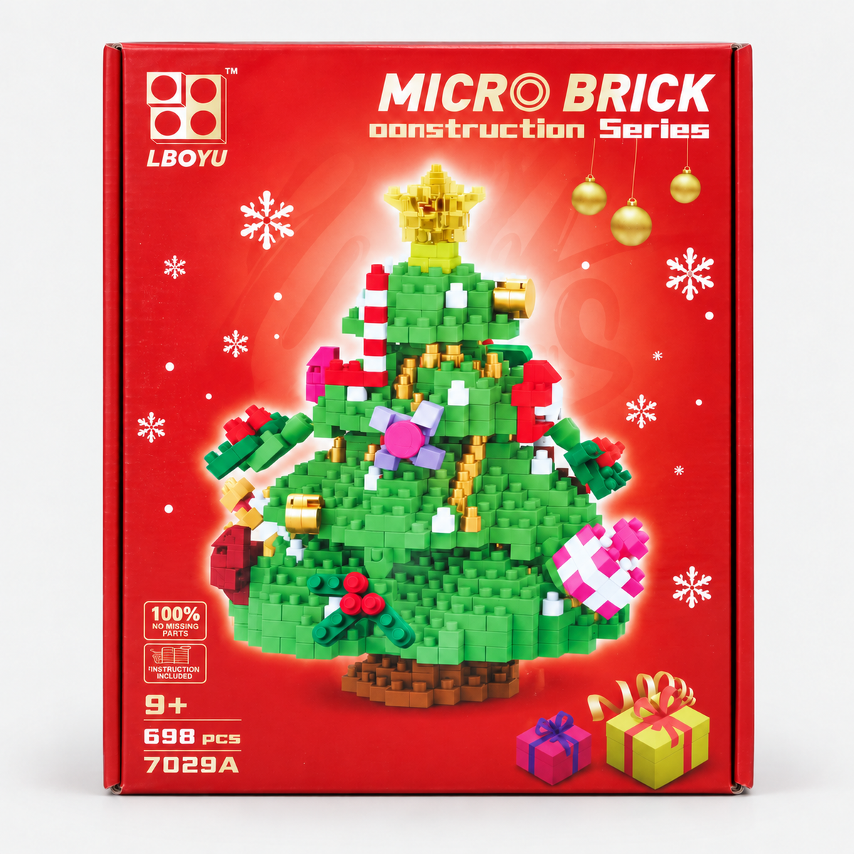 Christmas tree micro brick building set box, 698 pieces, ages 9+