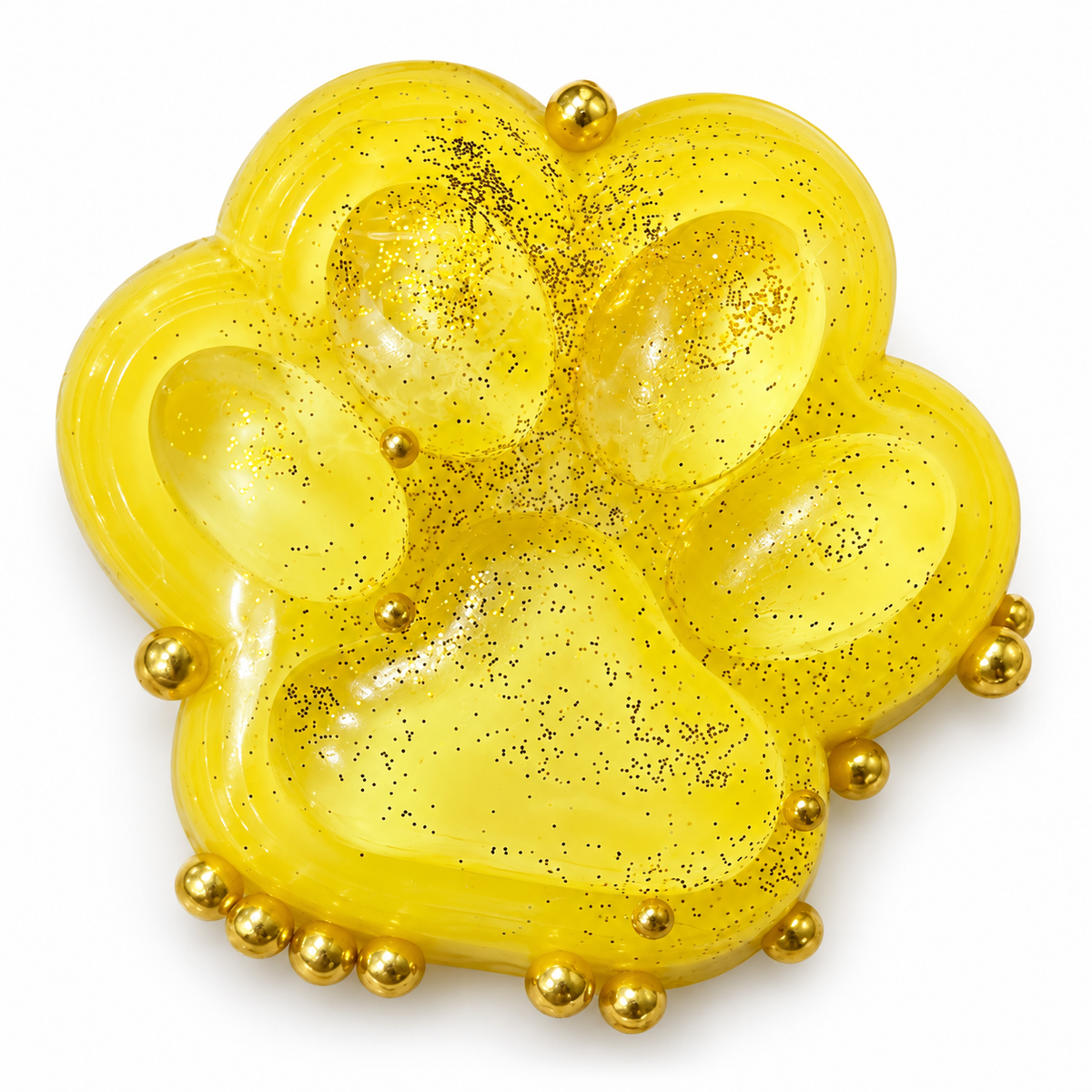 Yellow transparent glitter paw squishy