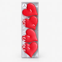 Heart scented candles 4-pack in a clear box
