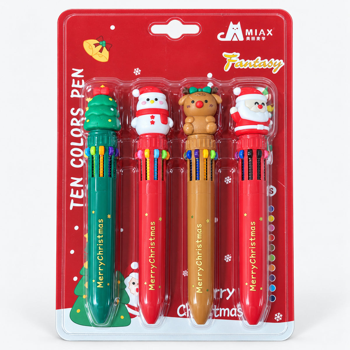 Christmas 10-color pens 4-pack on a display card