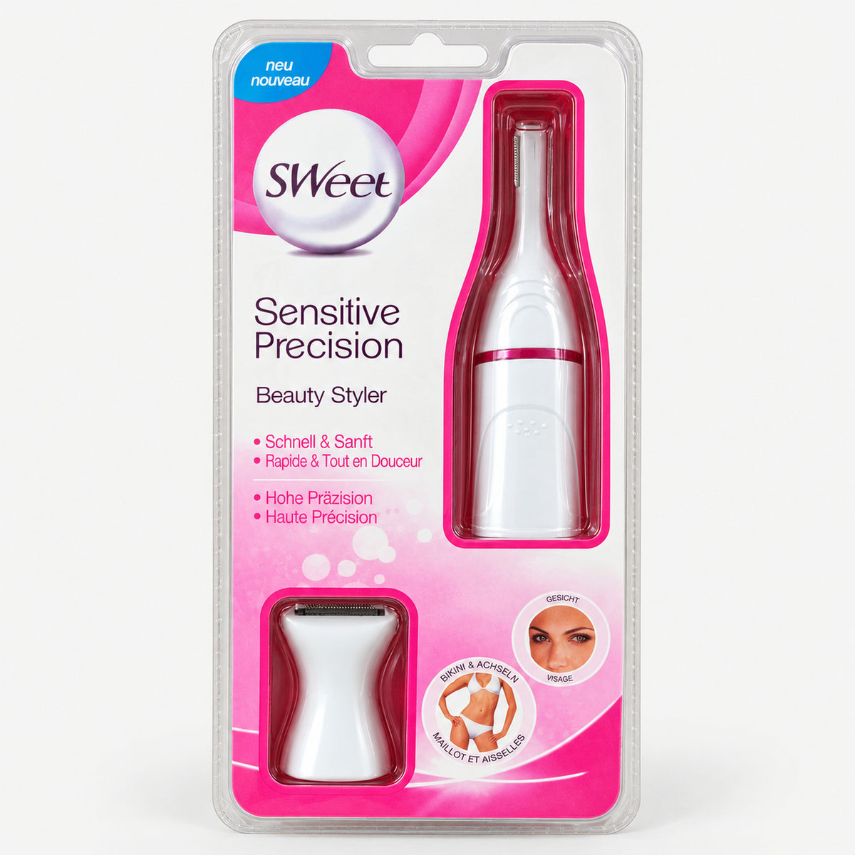Sensitive precision beauty trimmer in its package