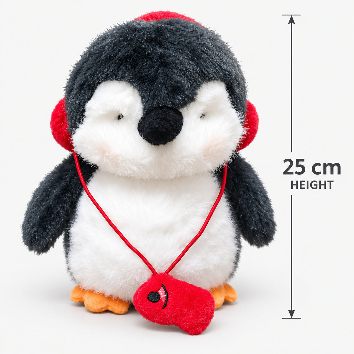 Christmas penguin plushie size guide, 25 cm tall