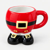 Santa suit mug with a black belt, gold buckle and black boots