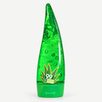 Aloe vera soothing gel in a green aloe leaf shaped bottle