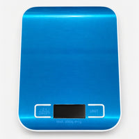 Slim blue stainless steel digital kitchen scale