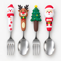 Christmas cutlery set with snowman, reindeer, tree and Santa handles
