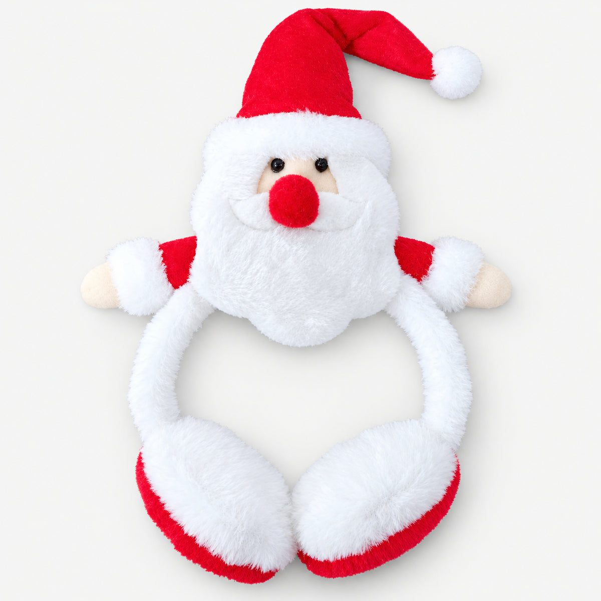 Christmas plush earmuff headband with a Red Nose Santa