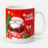 Christmas mug with red seated Santa design