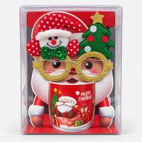 Christmas mug with red seated Santa design and party glasses in a gift box