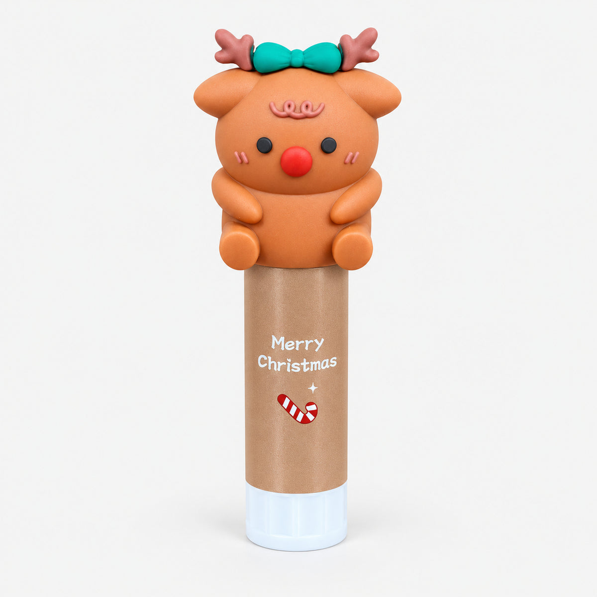 Reindeer Christmas glue stick with 3D reindeer cap