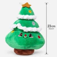 Smiling Christmas tree plushie size guide, 23 cm tall