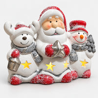 Santa, reindeer and snowman LED Christmas decoration, angled view