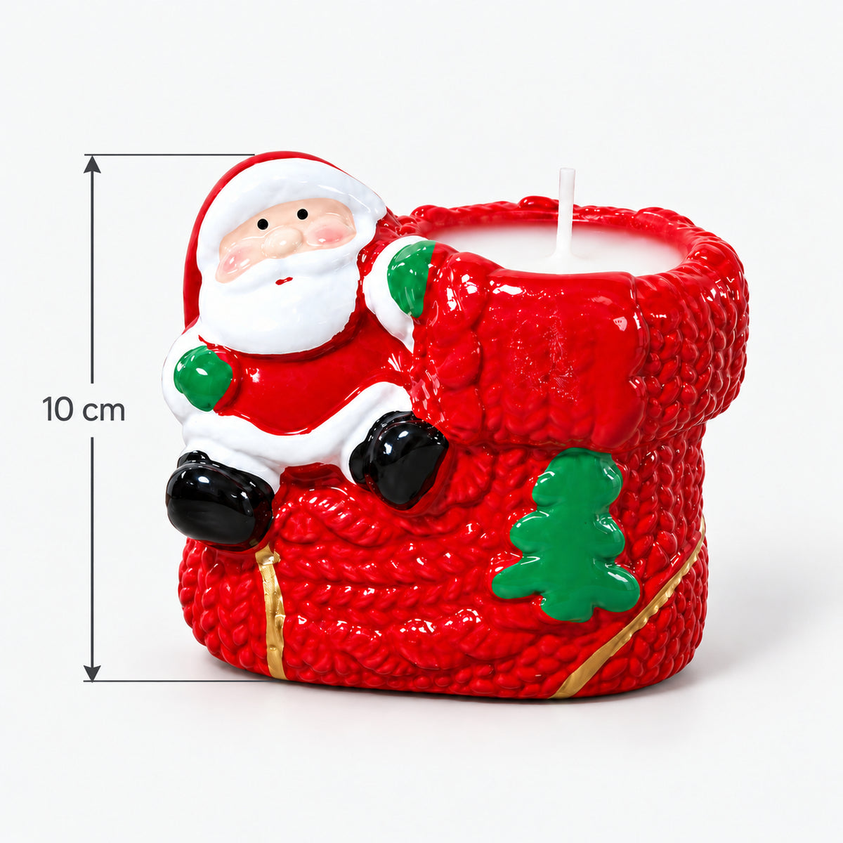 Santa boot candle measurements: 10 cm high