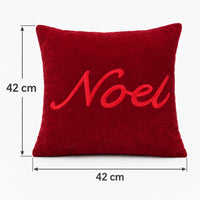Red Noel Christmas pillow size guide, 42 x 42 cm