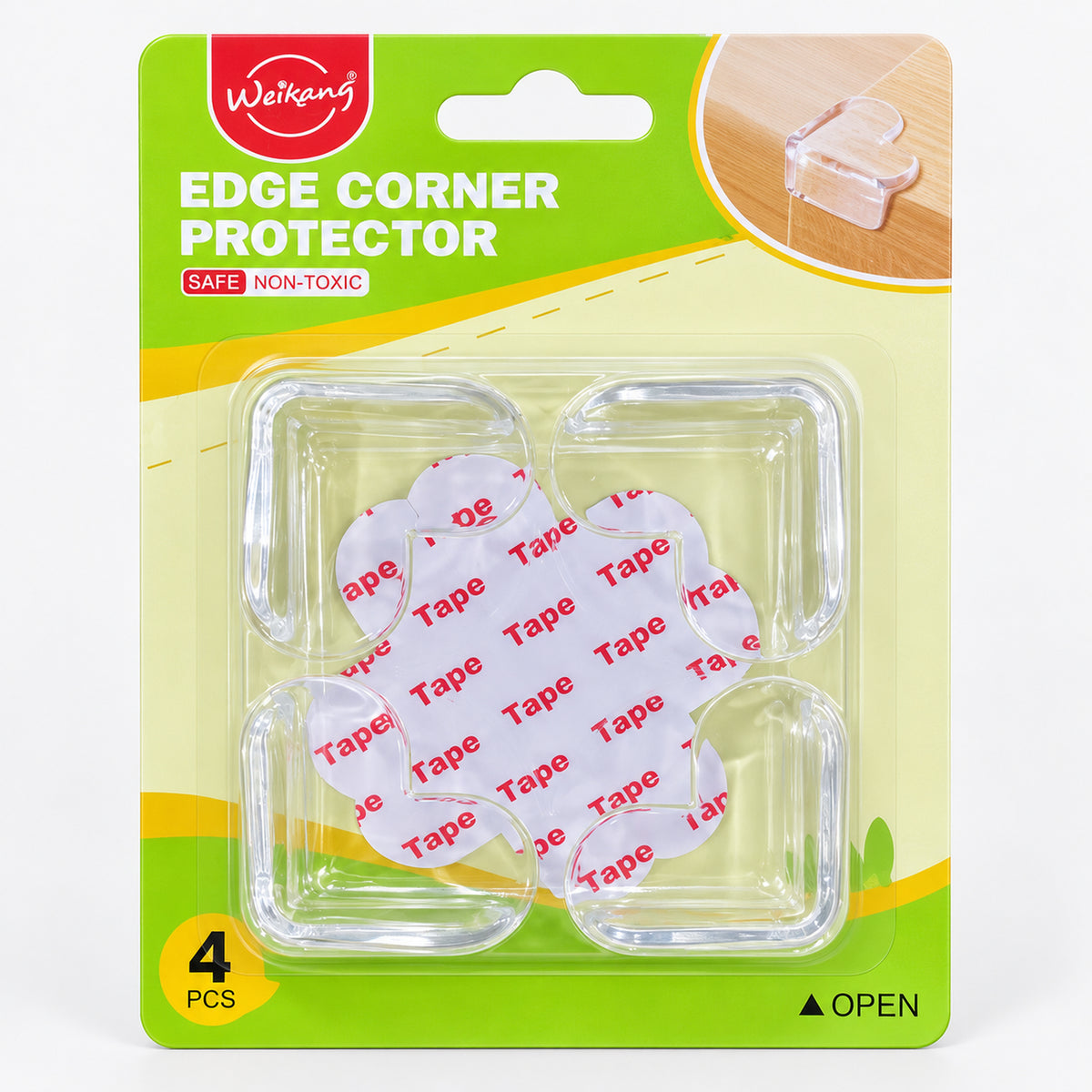 Clear edge corner protectors 4-pack on a card