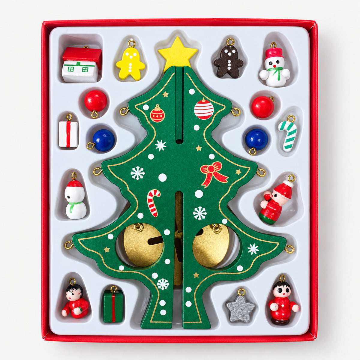 Christmas tree ornament kit in its red gift box