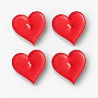 4 red heart-shaped scented candles