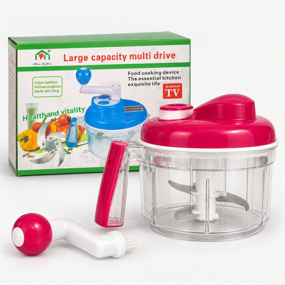 Manual food chopper with its box