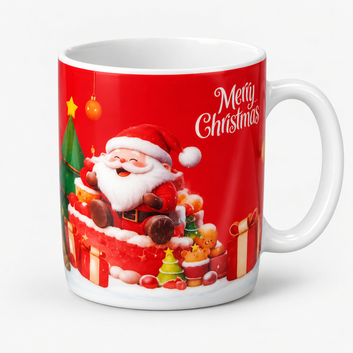 Christmas mug with red laughing Santa design
