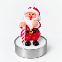 Santa with candy cane Christmas tea light candle