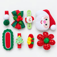 Christmas mix hair accessories Santa set with a fluffy Santa clip, bow and flower