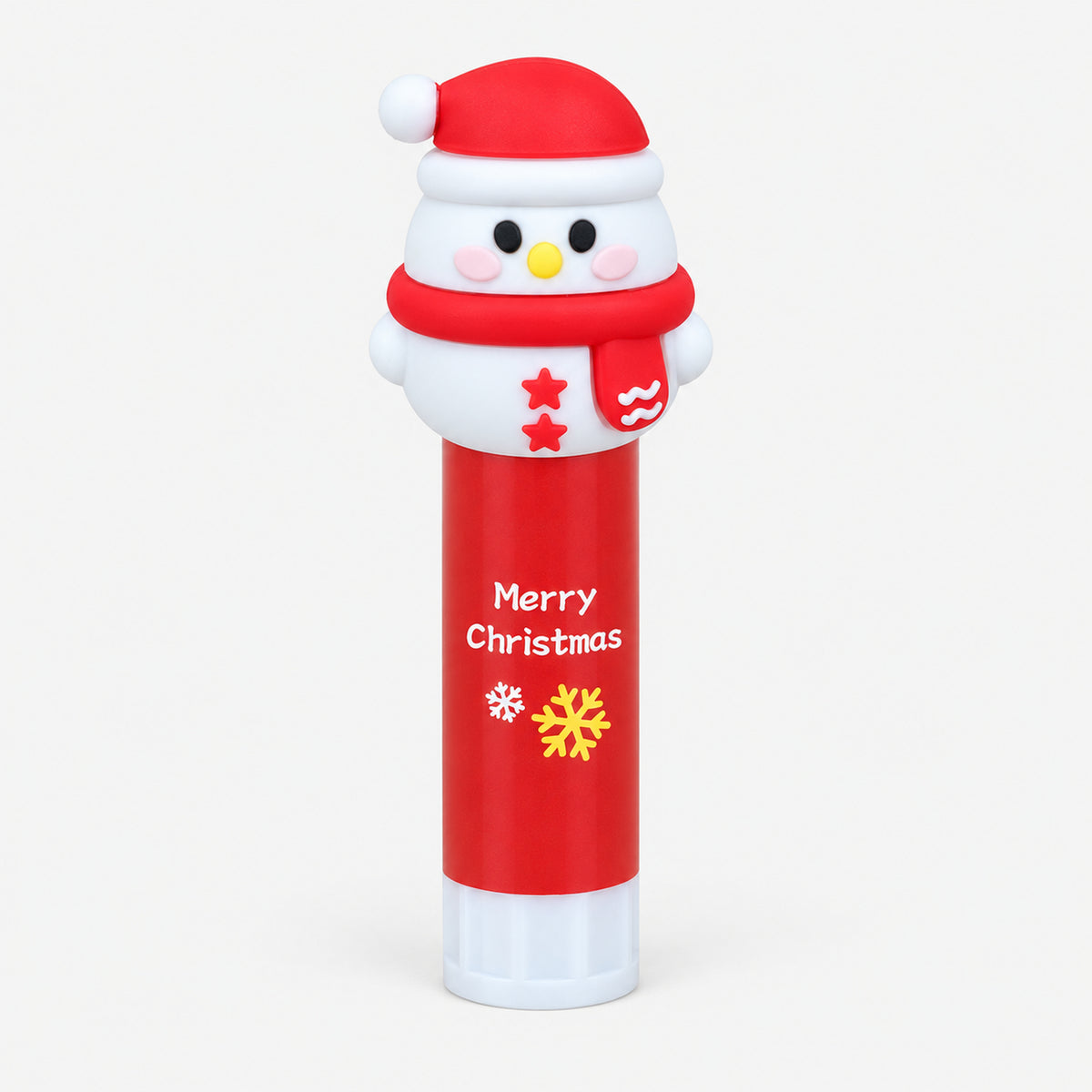 Snowman Christmas glue stick with 3D snowman cap