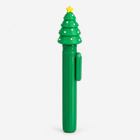 Green Christmas blue pen with 3D Christmas tree and gold star