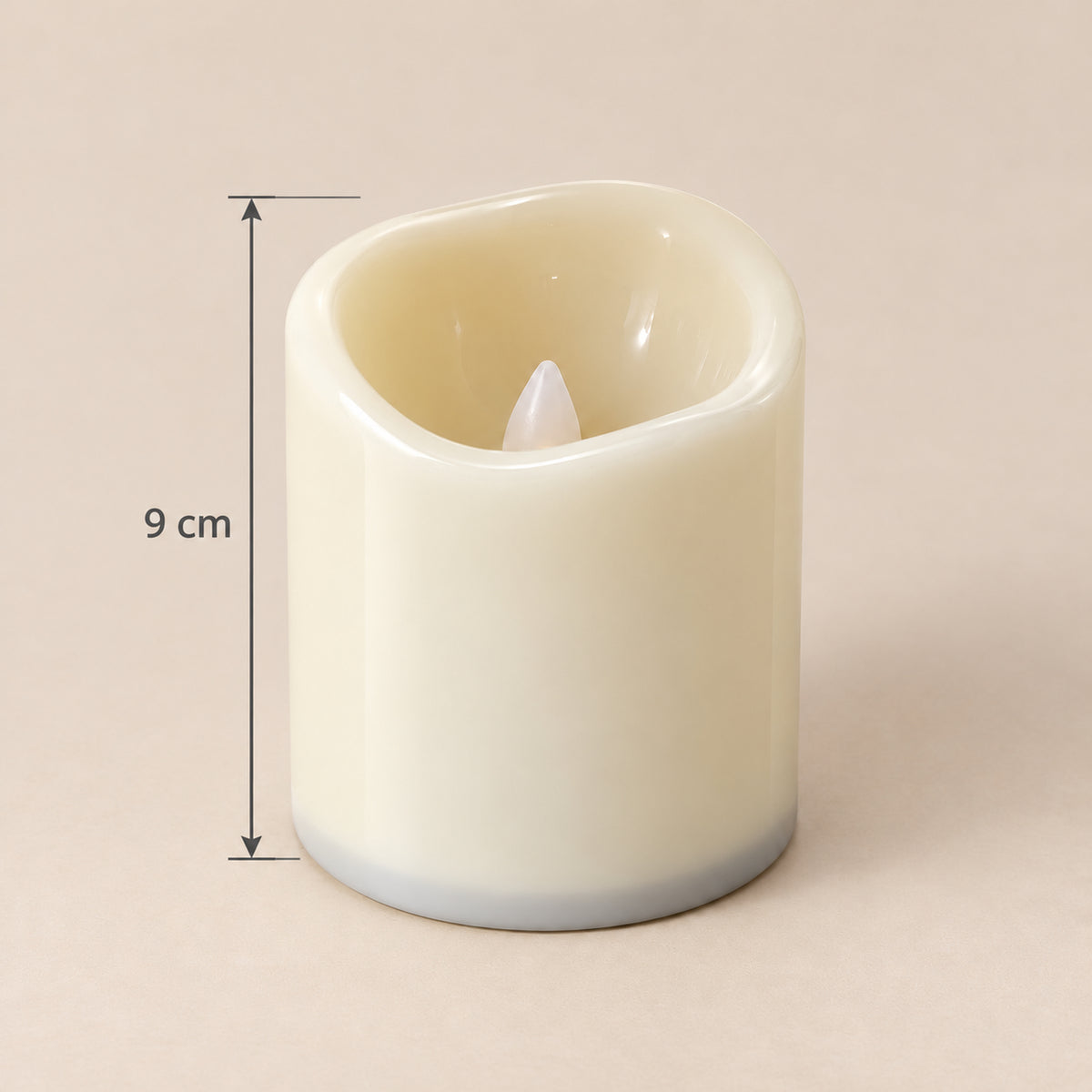 LED pillar candle measurements: 9 cm high