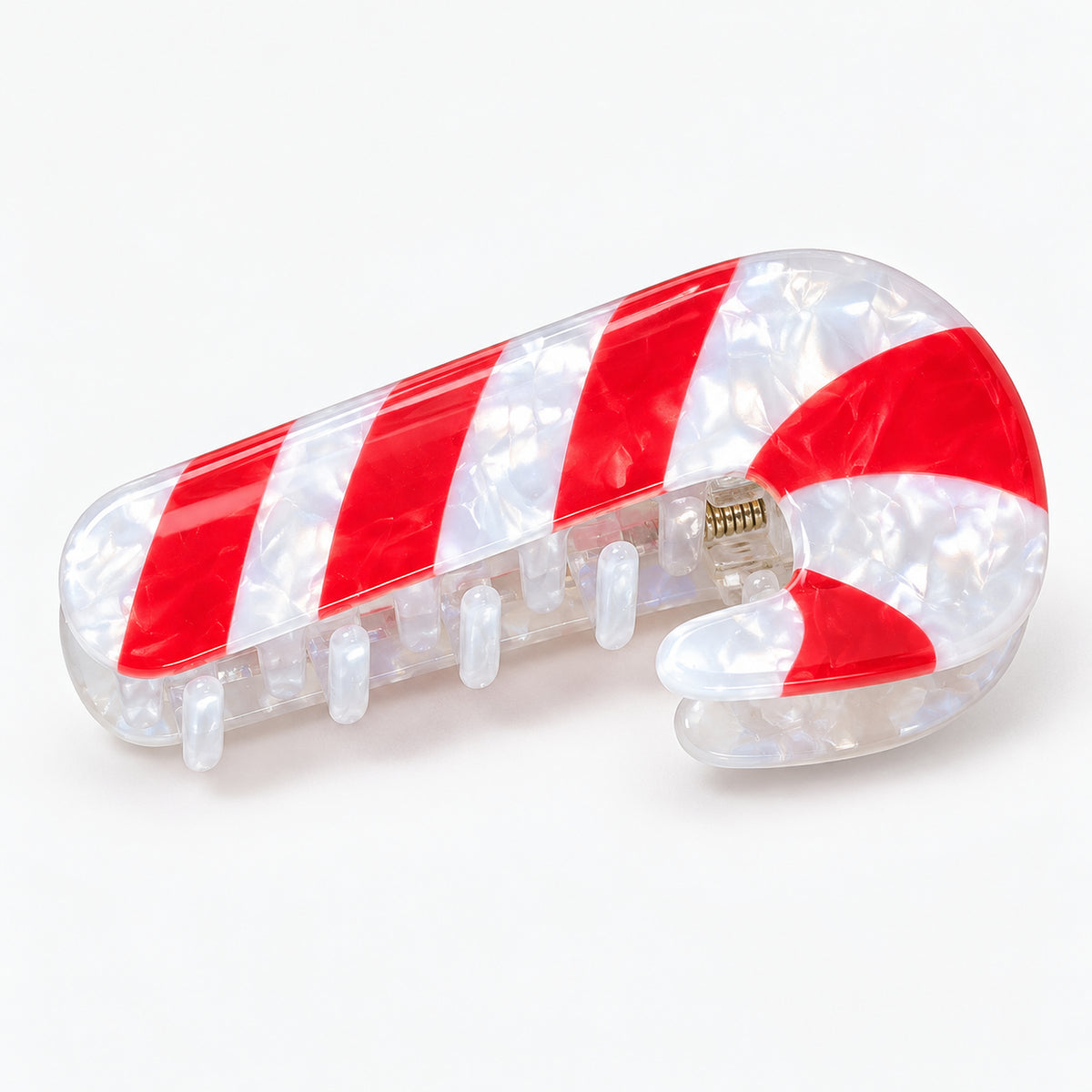 Red and white candy cane Christmas claw hair clip