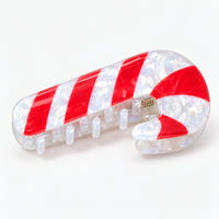 Red and white candy cane Christmas claw hair clip