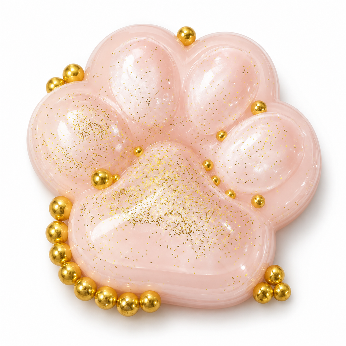 Pink transparent glitter paw squishy