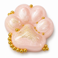 Pink transparent glitter paw squishy