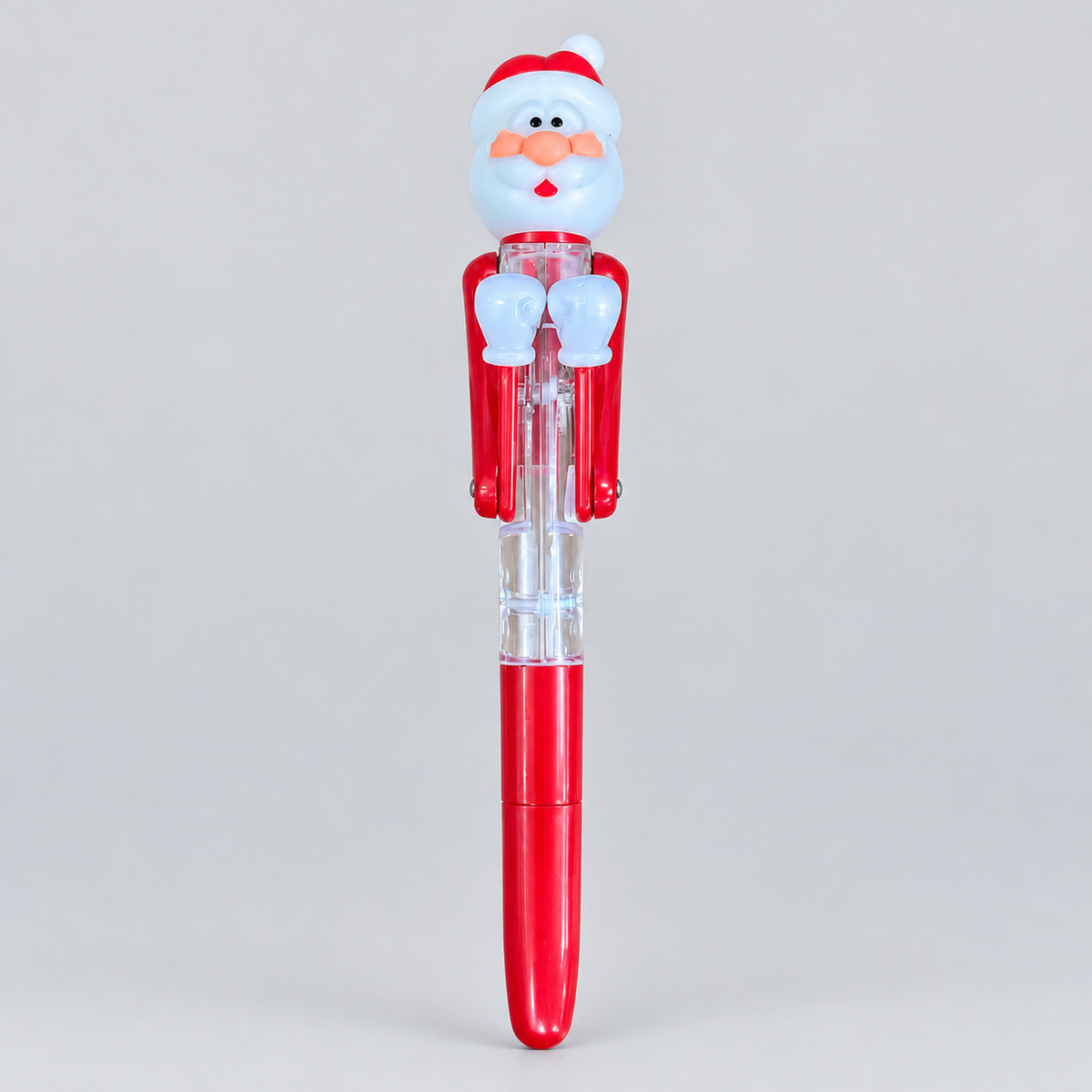 Santa boxing pen with a clear body and white boxing gloves