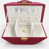Kiss jewelry case with side panels raised to show hidden storage compartments
