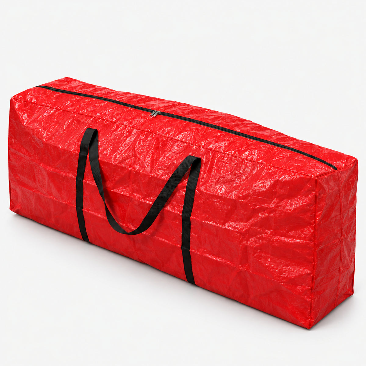 Red Christmas tree storage bag with black handles, 165cm