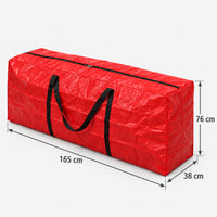 Red Christmas tree storage bag measuring 165 x 38 x 76cm
