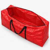 Open red Christmas tree storage bag