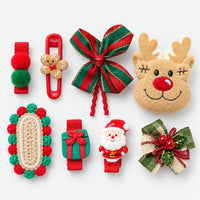 Christmas mix hair accessories reindeer set with a fluffy reindeer clip and plaid bows