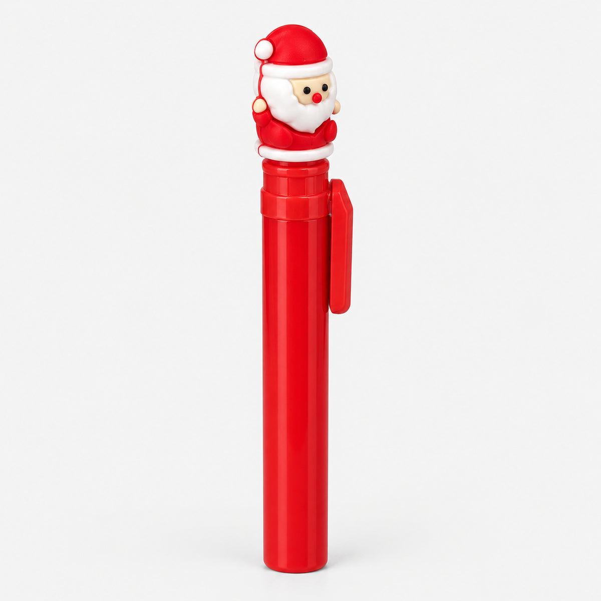 Red Christmas blue pen with 3D Santa on top